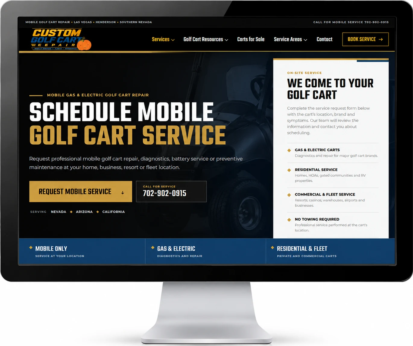 Custom golf cart dealership website and digital showroom