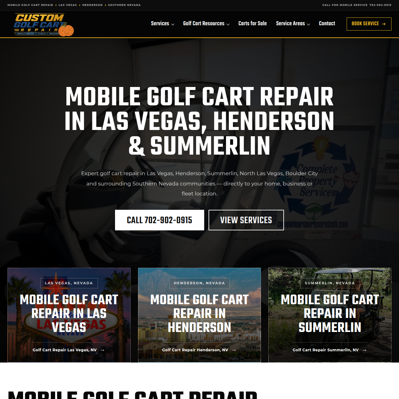 Custom Golf Cart Repair website project