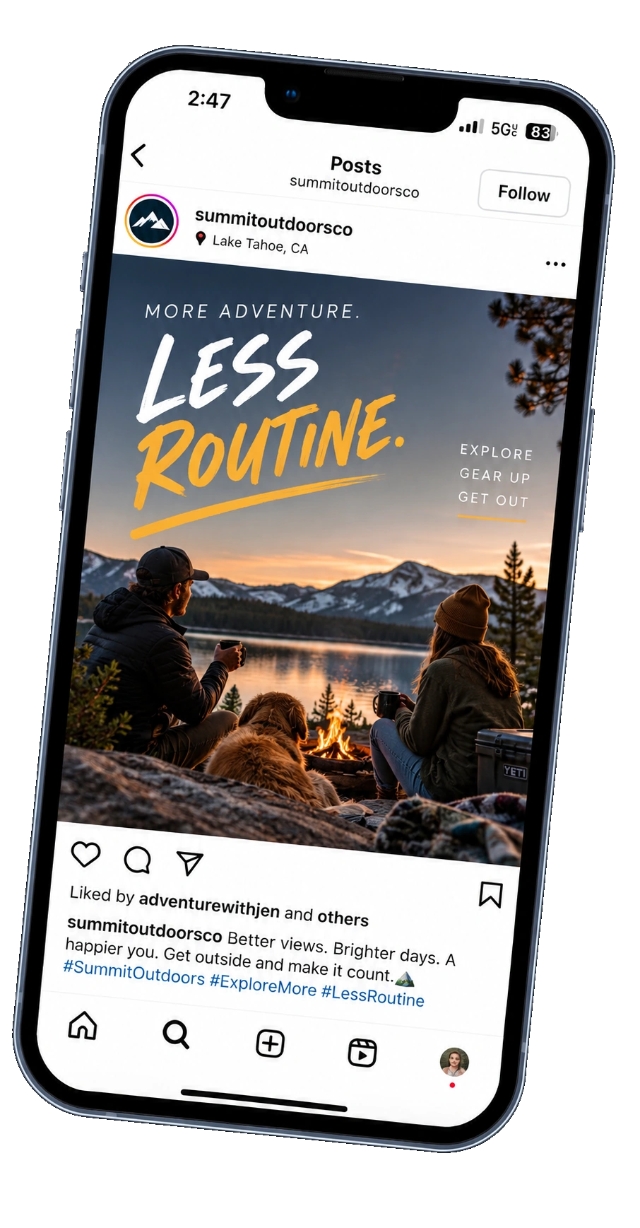 Social media campaign creative displayed on a smartphone